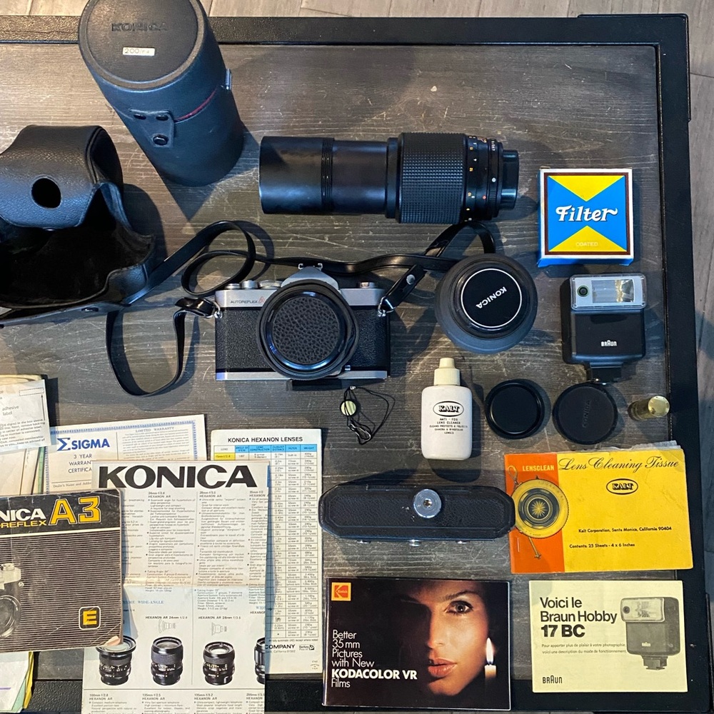 Konica film camera bundle